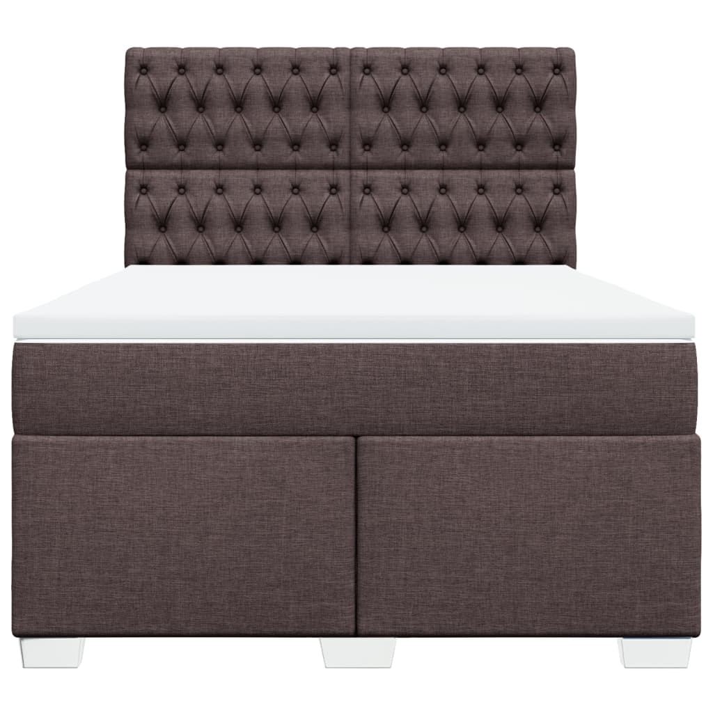 Boxspring met matras stof donkerbruin 140x190 cm