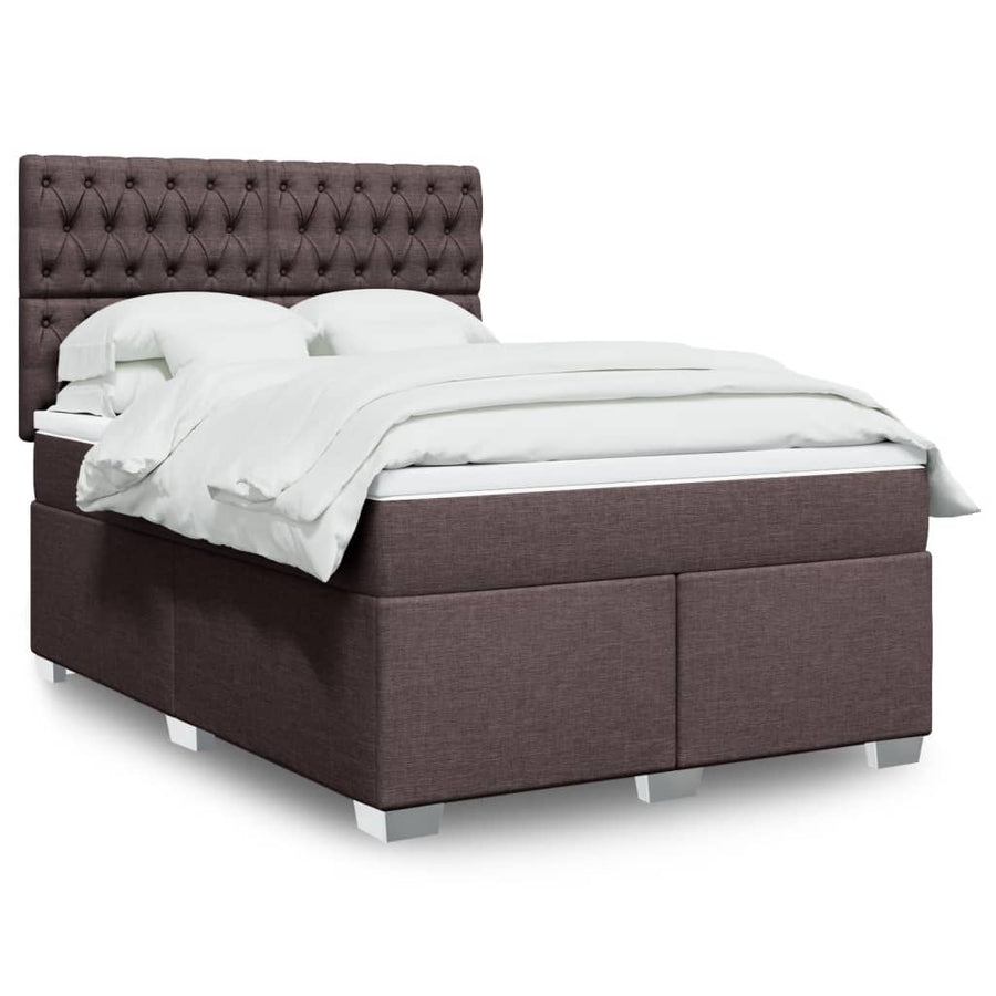 Boxspring met matras stof donkerbruin 140x190 cm