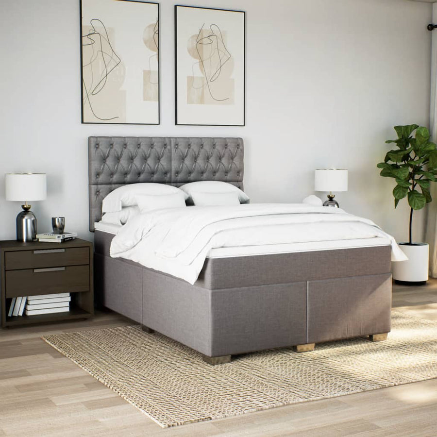 Boxspring met matras stof taupe 140x190 cm