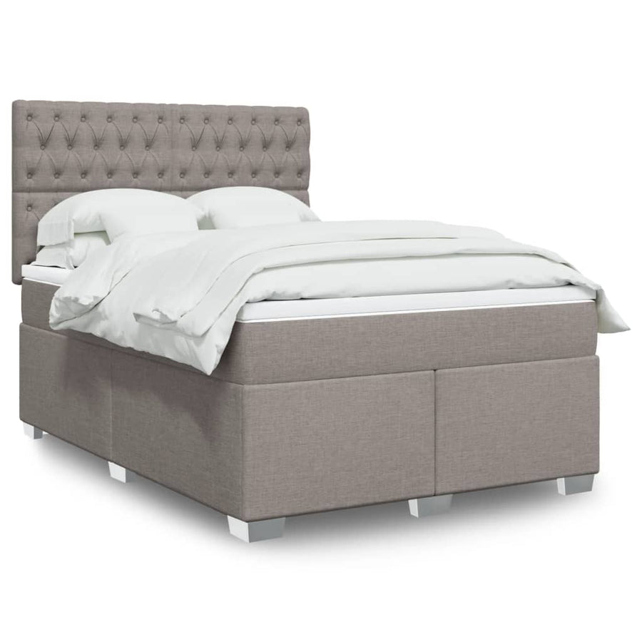 Boxspring met matras stof taupe 140x190 cm