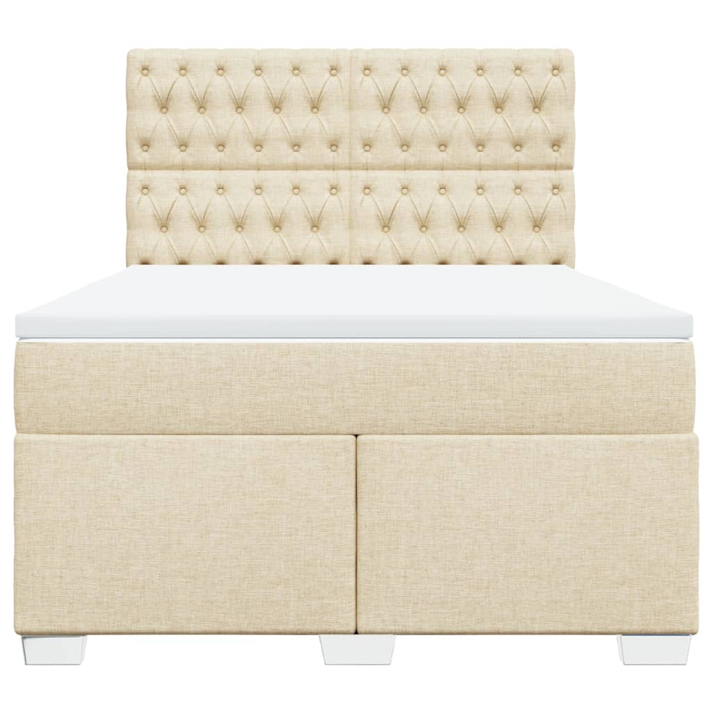 Boxspring met matras stof crèmekleurig 140x190 cm