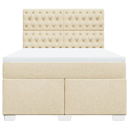 Boxspring met matras stof crèmekleurig 140x190 cm