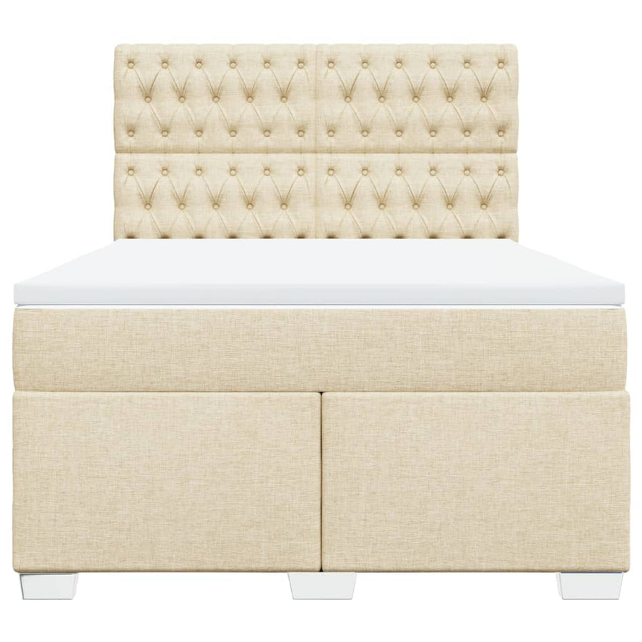 Boxspring met matras stof crèmekleurig 140x190 cm