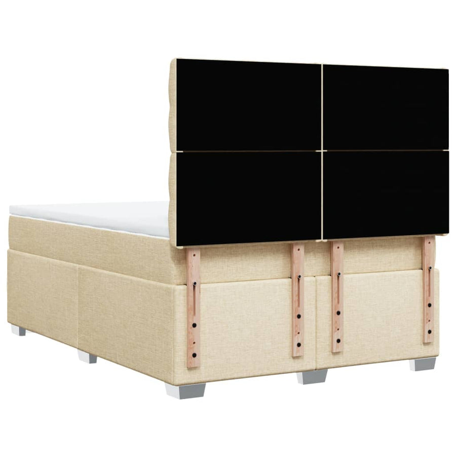Boxspring met matras stof crèmekleurig 140x190 cm
