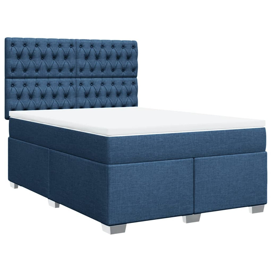 Boxspring met matras stof blauw 140x190 cm