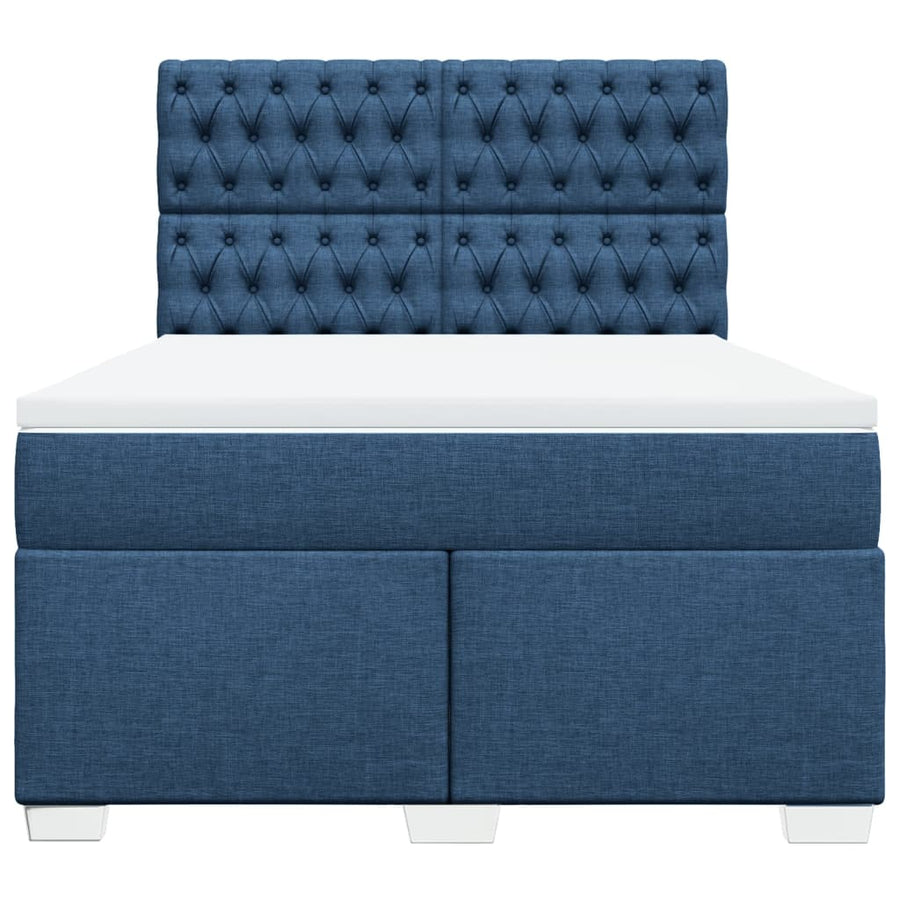 Boxspring met matras stof blauw 140x190 cm