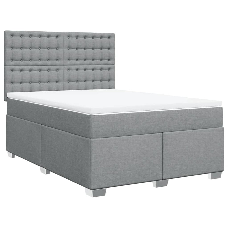 Boxspring met matras stof lichtgrijs 140x190 cm