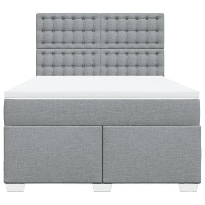 Boxspring met matras stof lichtgrijs 140x190 cm