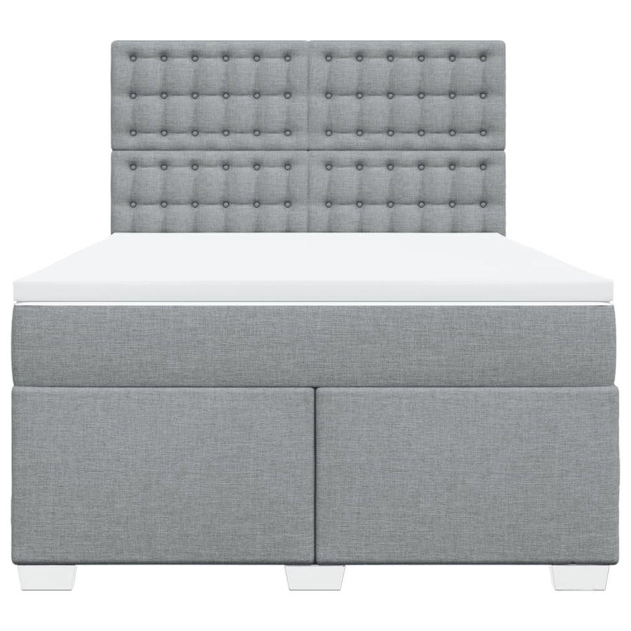 Boxspring met matras stof lichtgrijs 140x190 cm