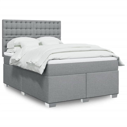 Boxspring met matras stof lichtgrijs 140x190 cm
