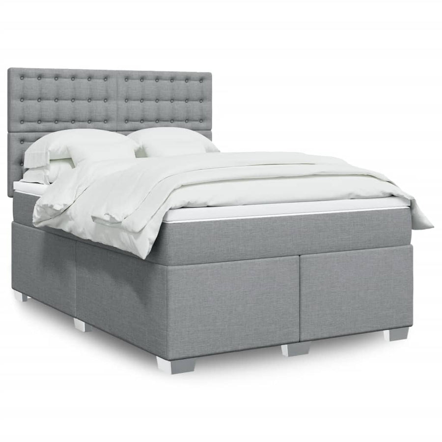 Boxspring met matras stof lichtgrijs 140x190 cm