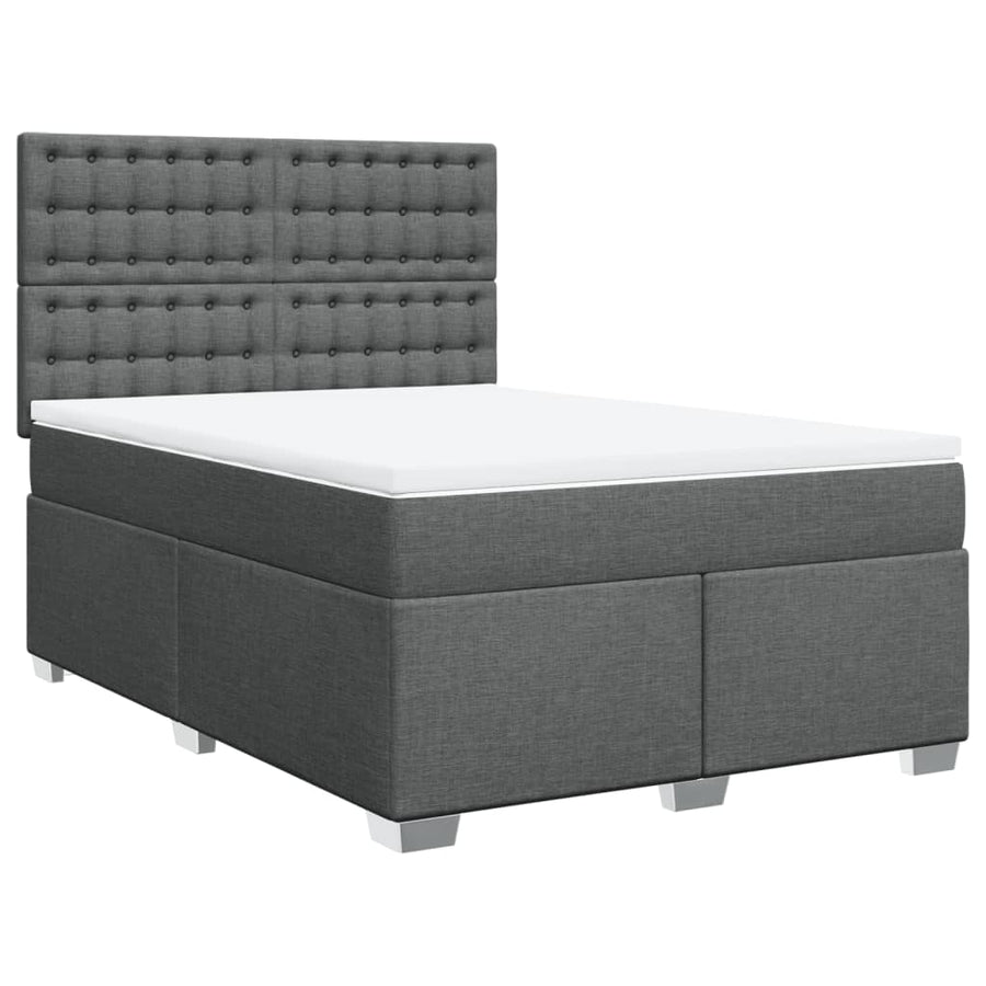 Boxspring met matras stof donkergrijs 140x190 cm