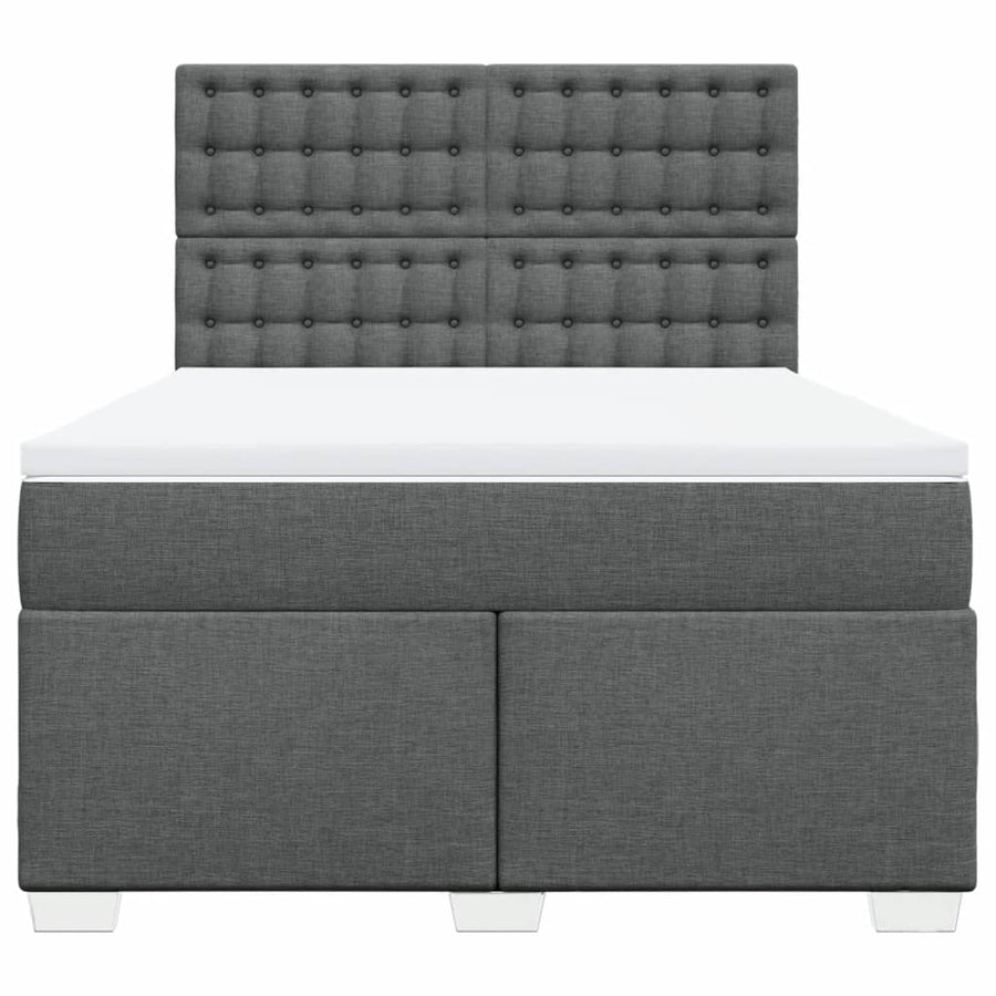 Boxspring met matras stof donkergrijs 140x190 cm