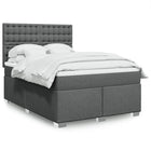 Box spring with mattress fabric dark grey 140x190 cm