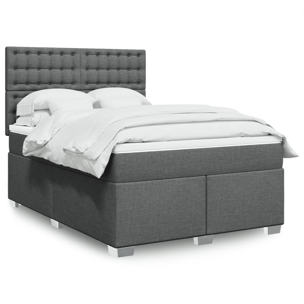 Boxspring met matras stof donkergrijs 140x190 cm