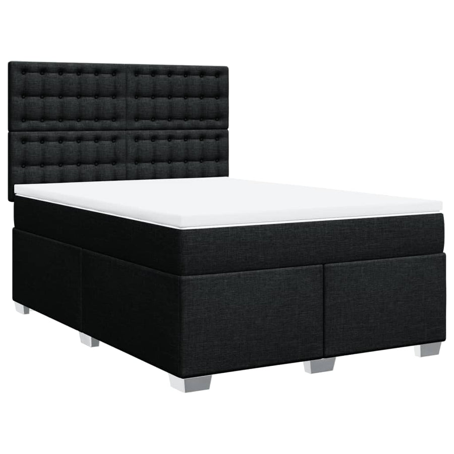 Boxspring met matras stof zwart 140x190 cm