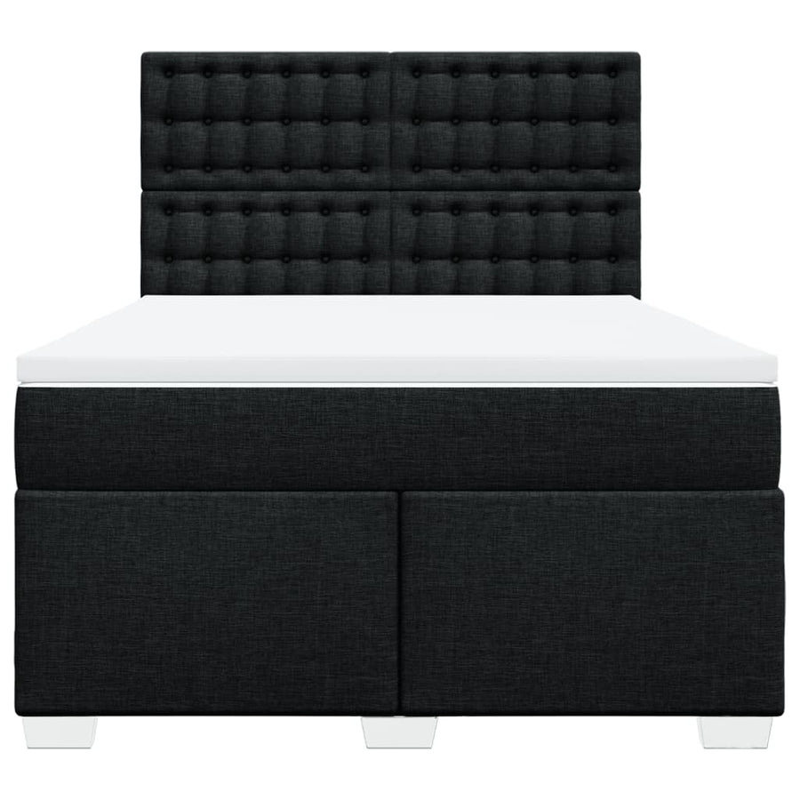 Boxspring met matras stof zwart 140x190 cm