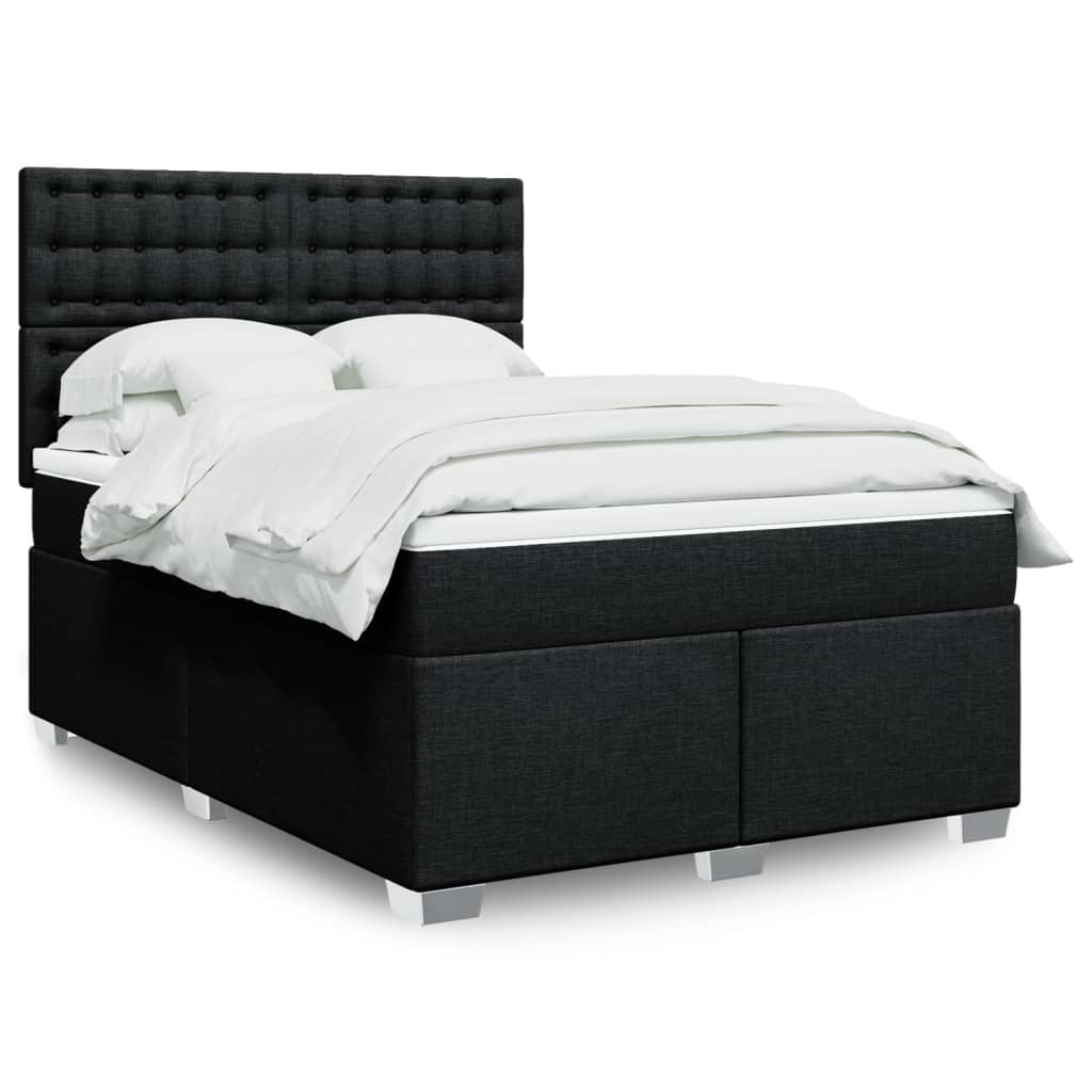 Boxspring met matras stof zwart 140x190 cm