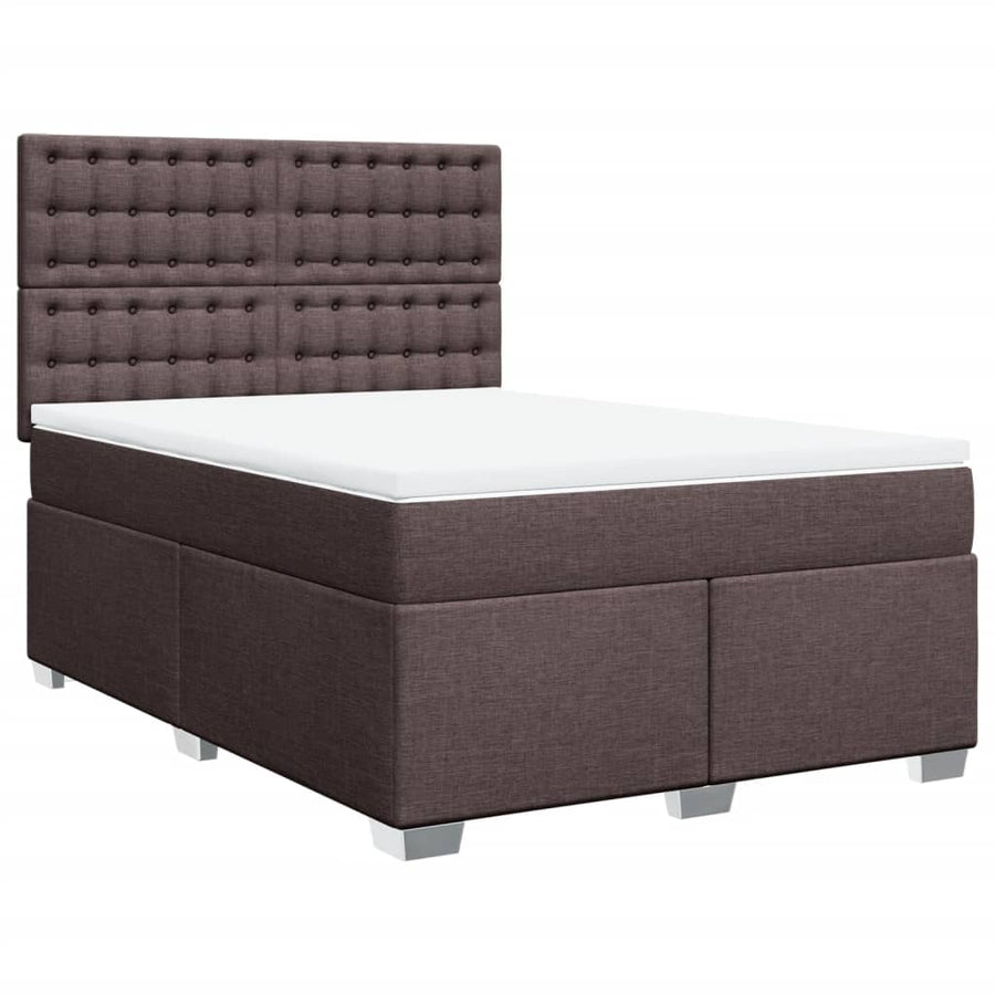 Boxspring met matras stof donkerbruin 140x190 cm