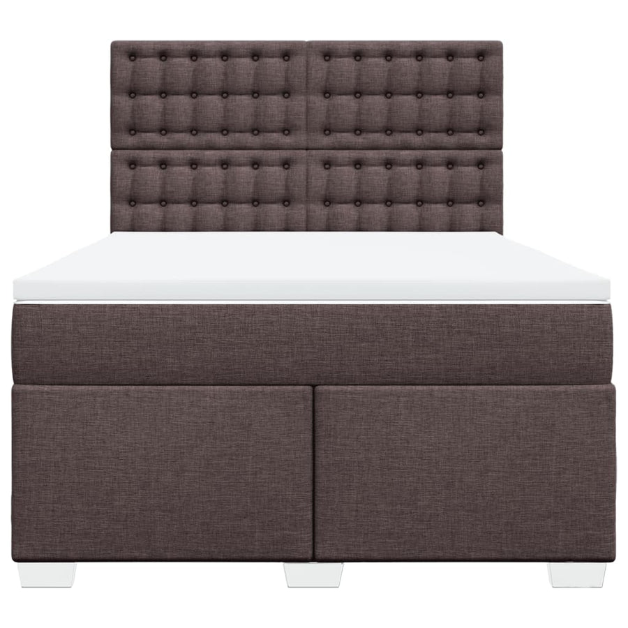 Boxspring met matras stof donkerbruin 140x190 cm