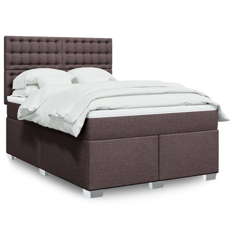 Boxspring met matras stof donkerbruin 140x190 cm