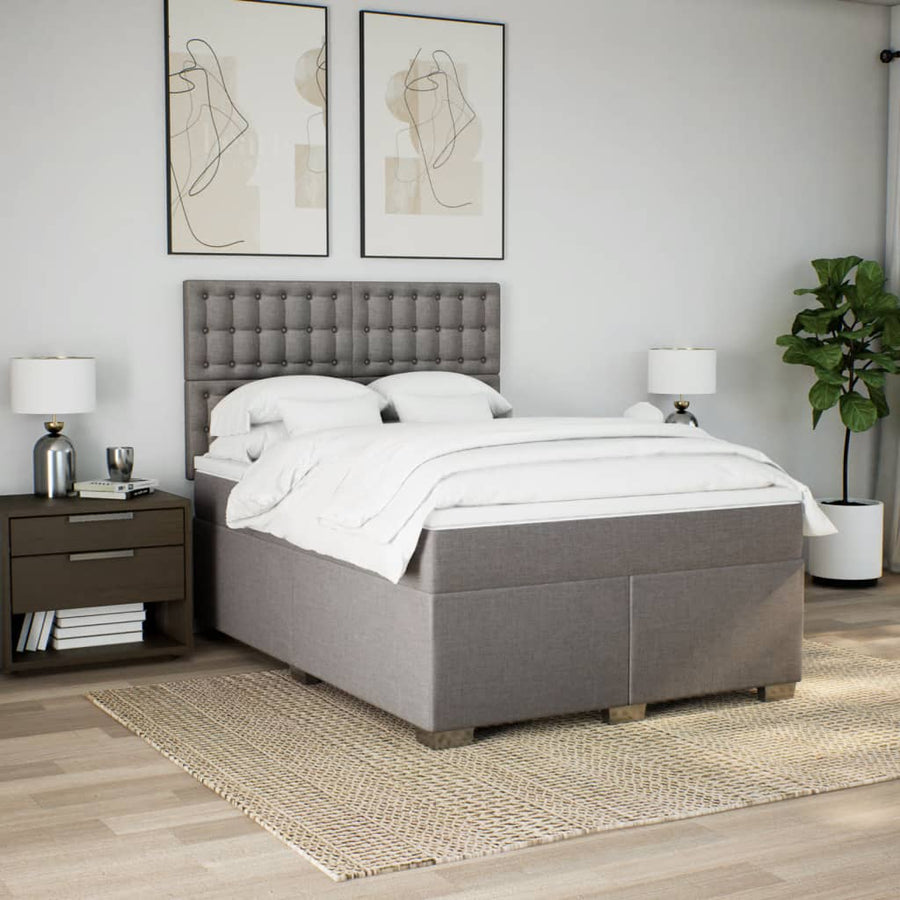 Boxspring met matras stof taupe 140x190 cm