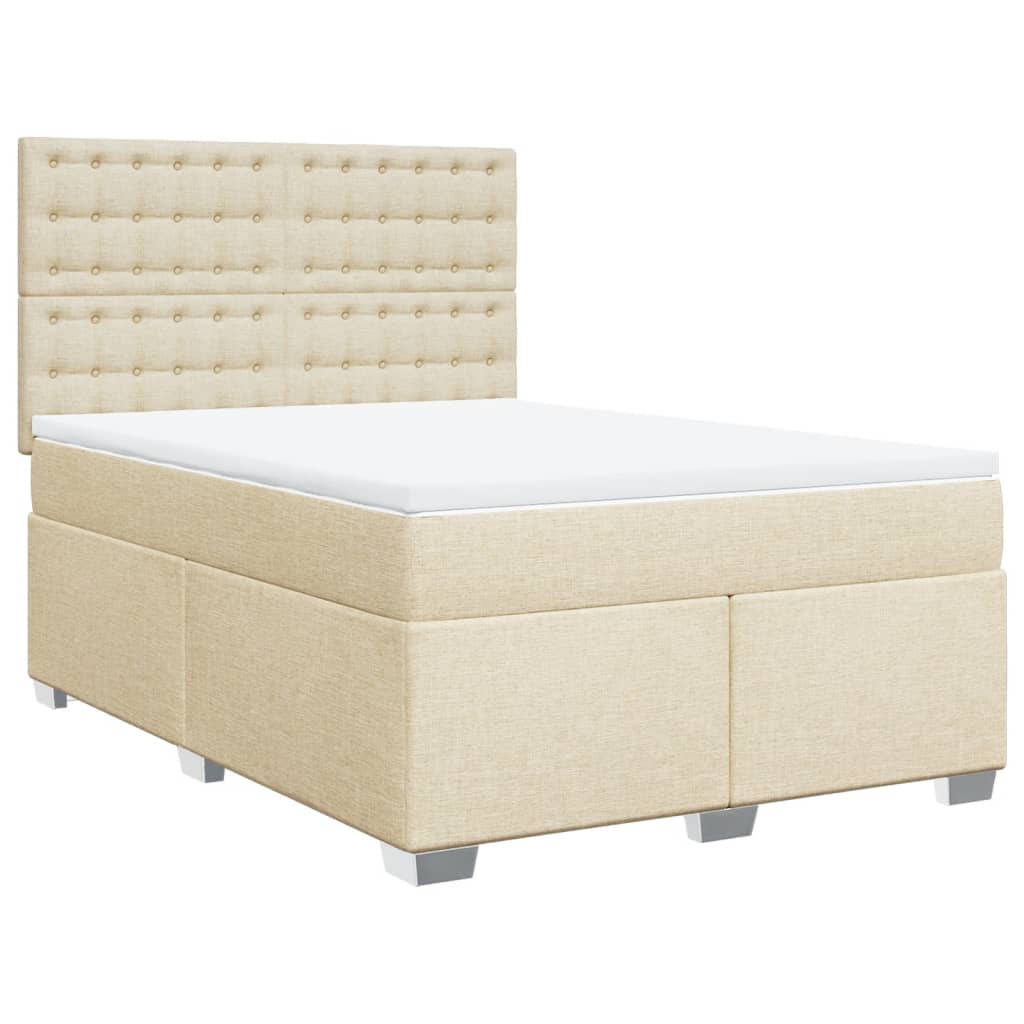 Boxspring met matras stof crèmekleurig 140x190 cm