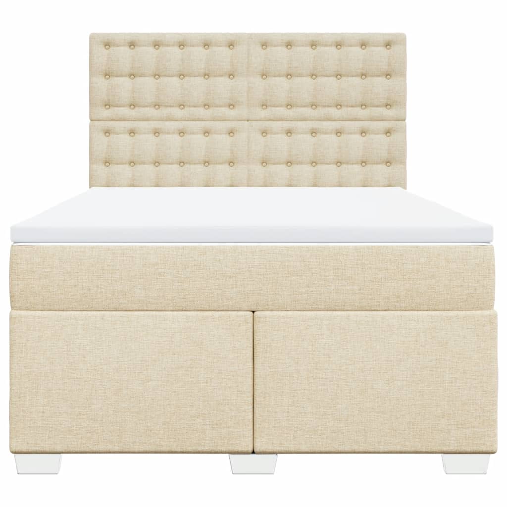 Boxspring met matras stof crèmekleurig 140x190 cm