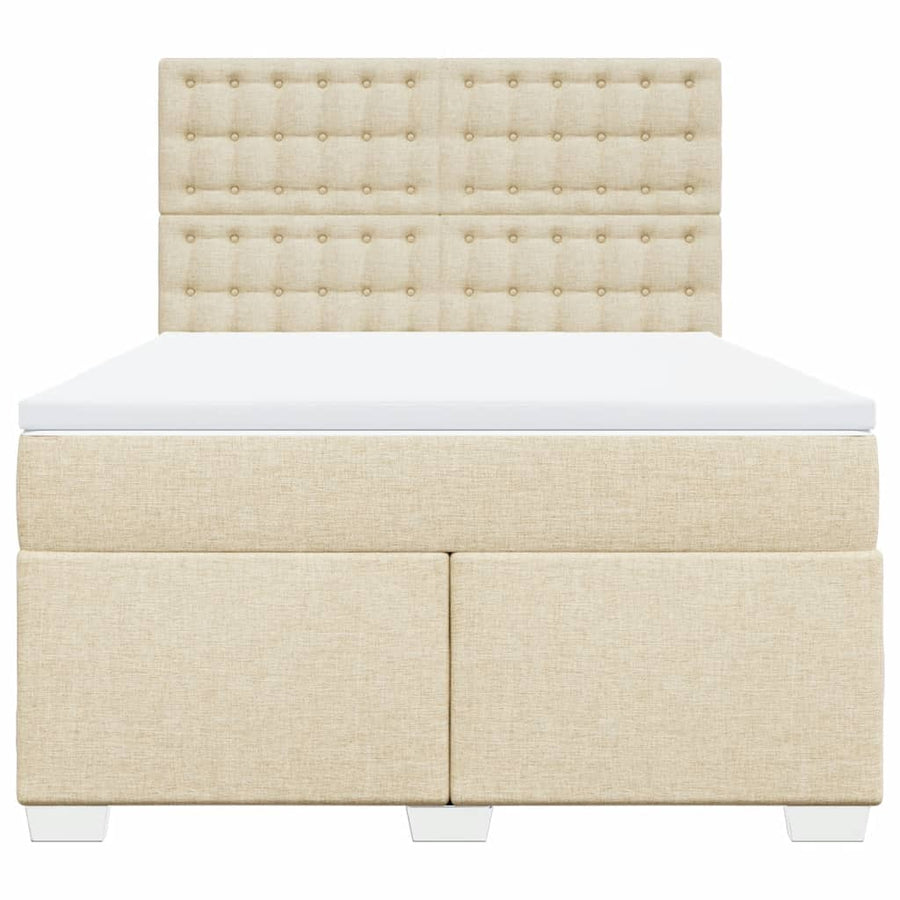 Boxspring met matras stof crèmekleurig 140x190 cm