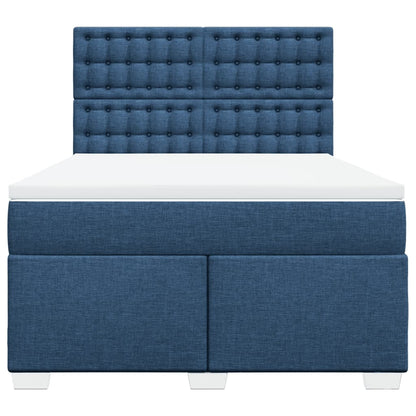 Boxspring met matras stof blauw 140x190 cm