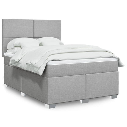 Boxspring met matras stof lichtgrijs 140x200 cm