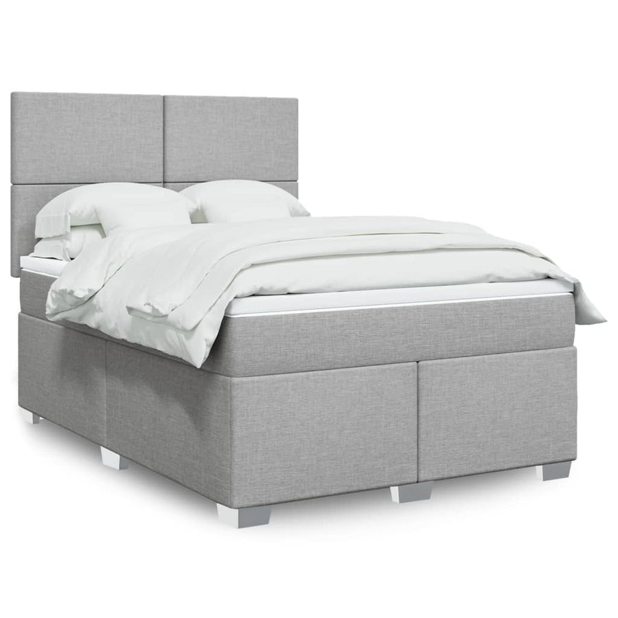 Boxspring met matras stof lichtgrijs 140x200 cm