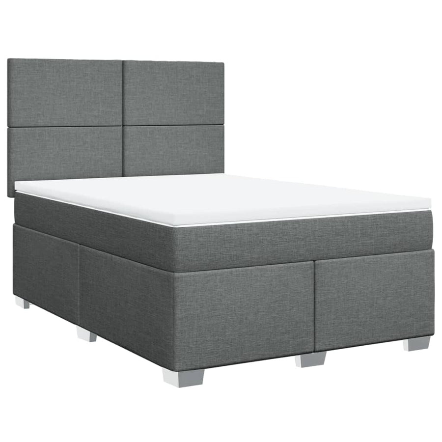 Boxspring met matras stof donkergrijs 140x200 cm