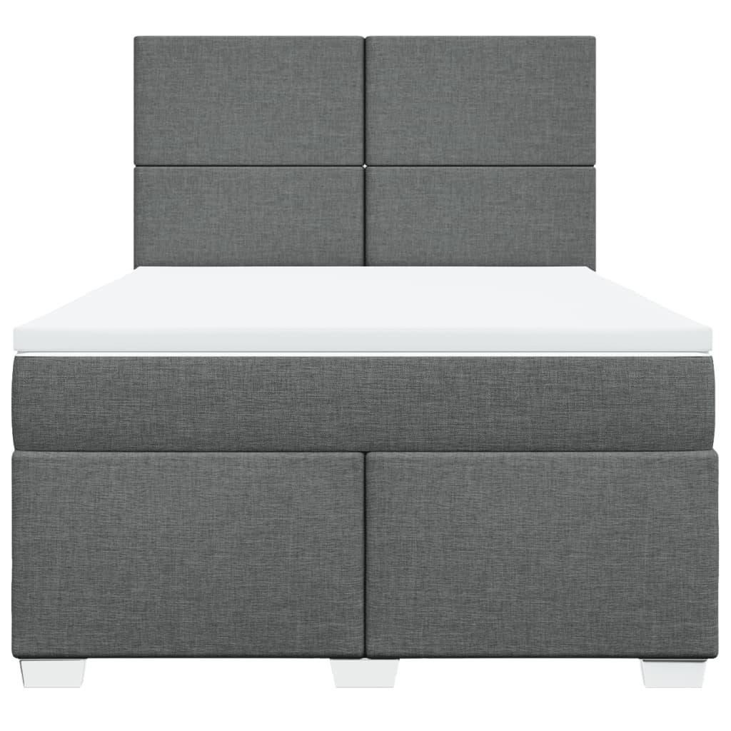 Boxspring met matras stof donkergrijs 140x200 cm