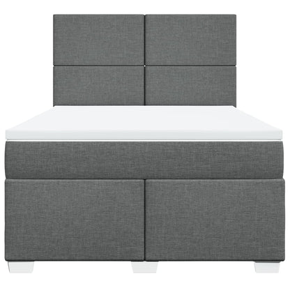 Boxspring met matras stof donkergrijs 140x200 cm