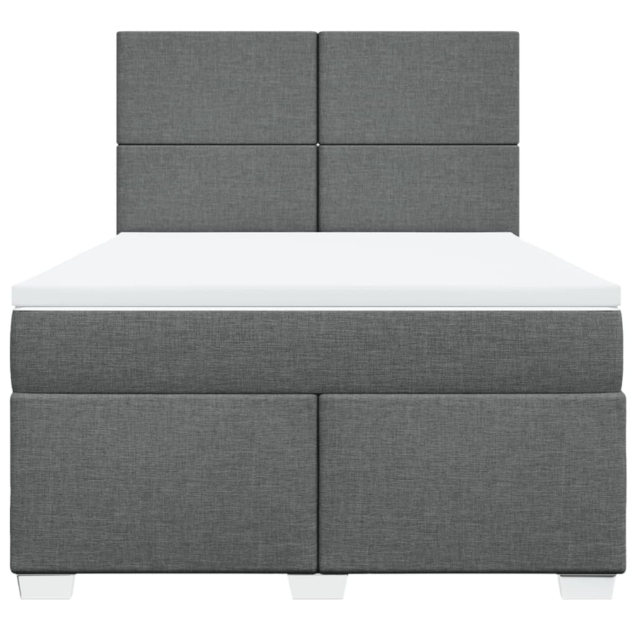 Boxspring met matras stof donkergrijs 140x200 cm