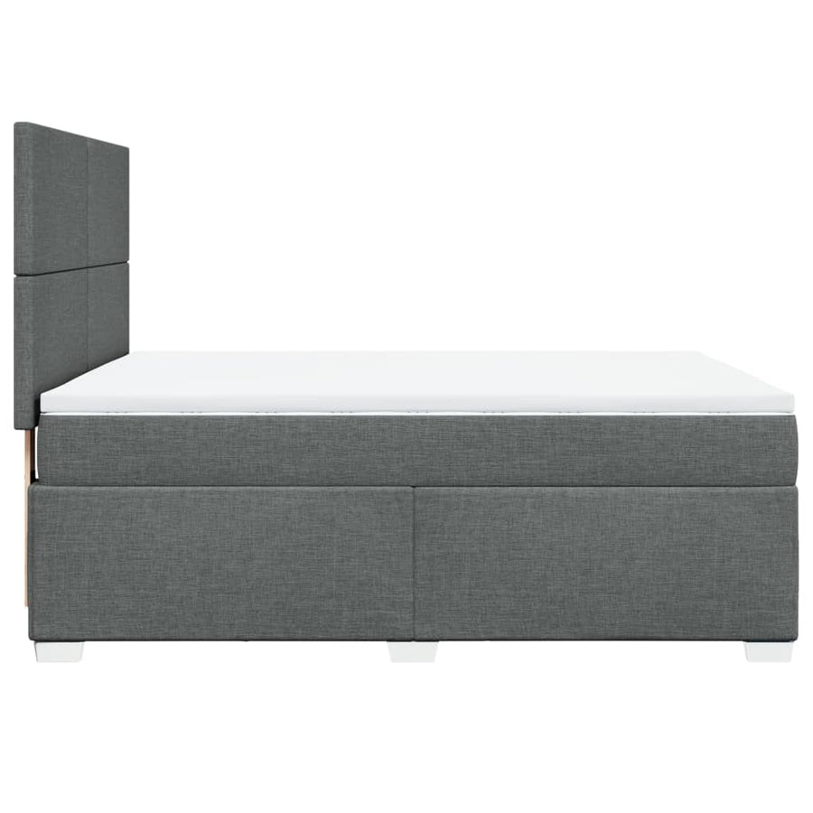 Boxspring met matras stof donkergrijs 140x200 cm