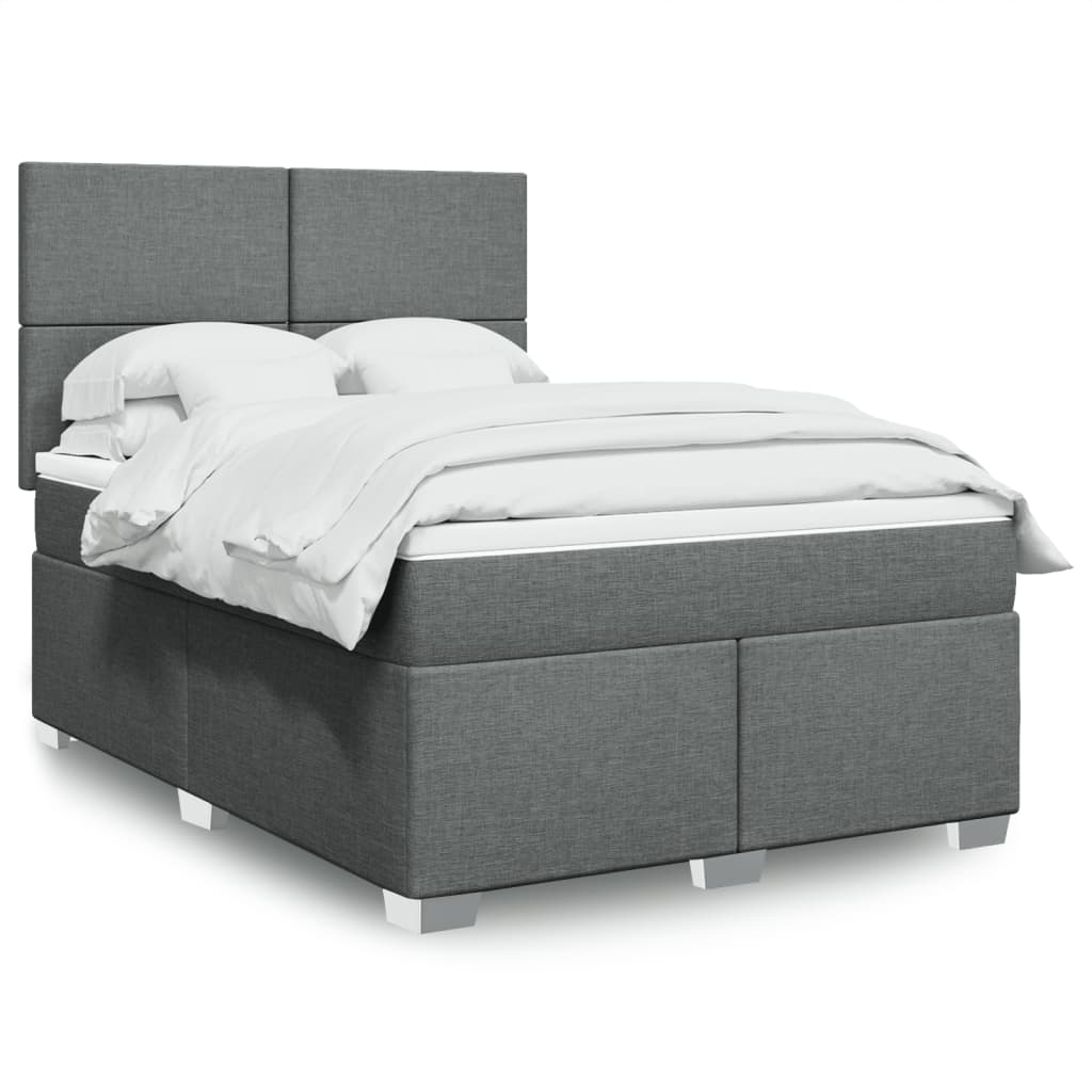 Boxspring met matras stof donkergrijs 140x200 cm