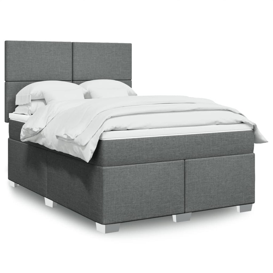 Boxspring met matras stof donkergrijs 140x200 cm