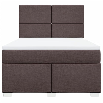 Boxspring met matras stof donkerbruin 140x200 cm