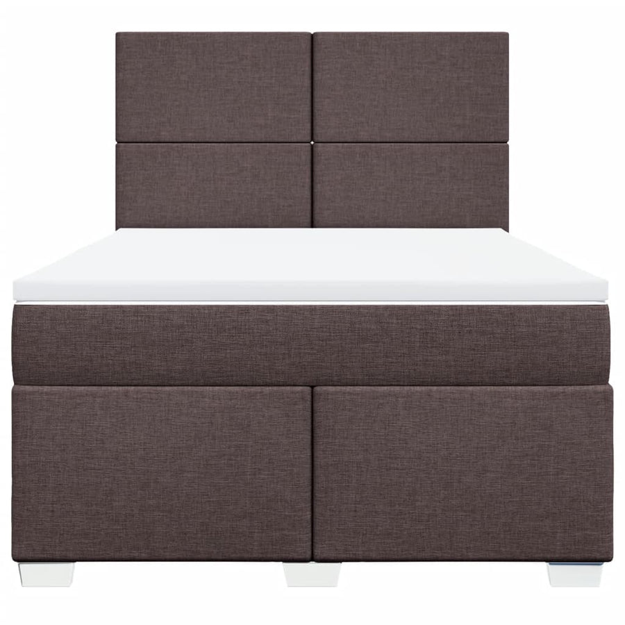 Boxspring met matras stof donkerbruin 140x200 cm
