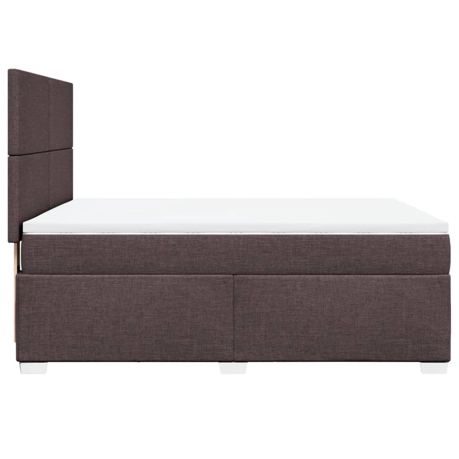 Boxspring met matras stof donkerbruin 140x200 cm