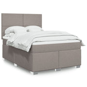 Box spring with mattress fabric taupe 140x200 cm