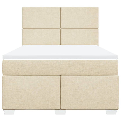 Boxspring met matras stof crèmekleurig 140x200 cm