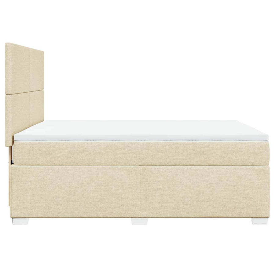 Boxspring met matras stof crèmekleurig 140x200 cm