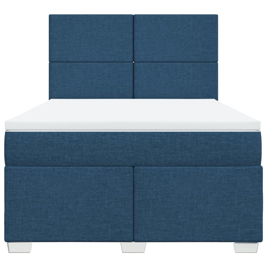 Boxspring met matras stof blauw 140x200 cm