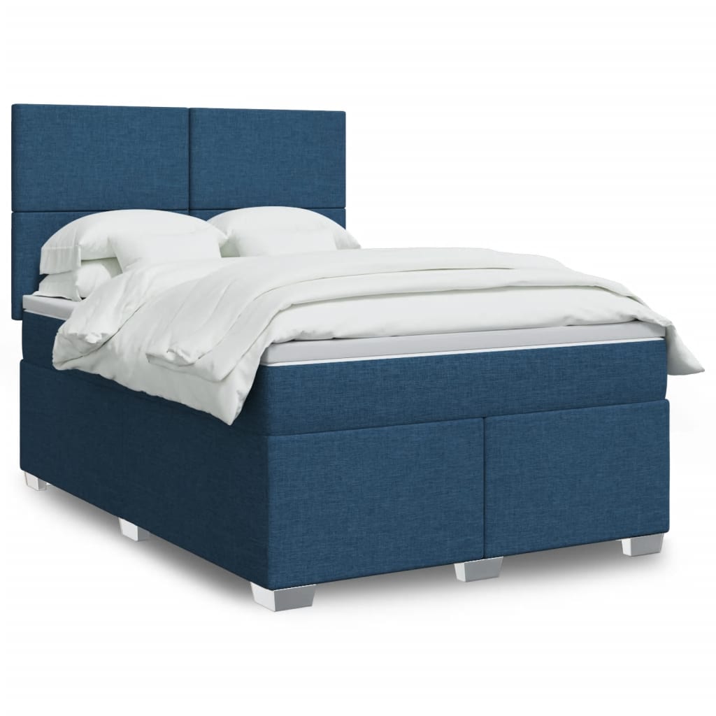 Boxspring met matras stof blauw 140x200 cm