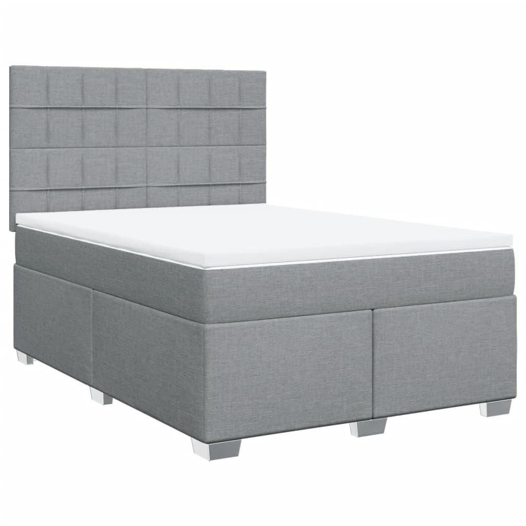 Boxspring met matras stof lichtgrijs 140x200 cm