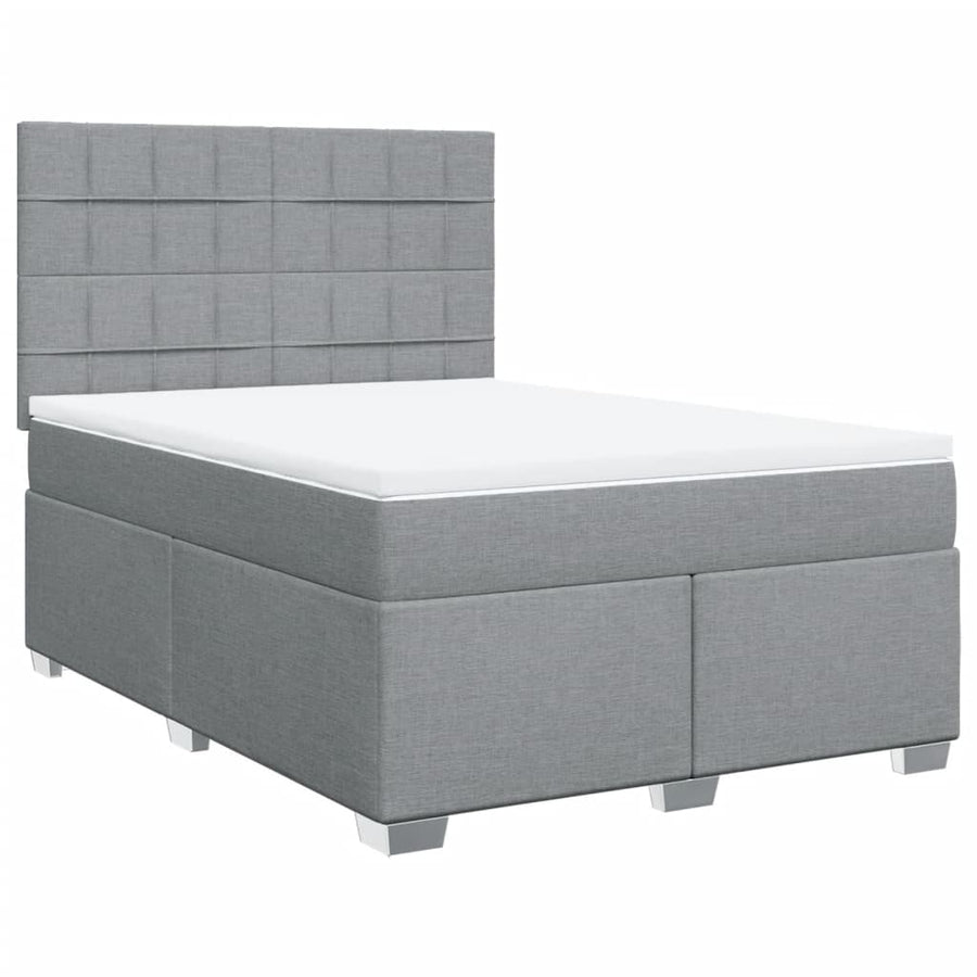 Boxspring met matras stof lichtgrijs 140x200 cm