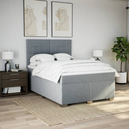 Boxspring met matras stof lichtgrijs 140x200 cm
